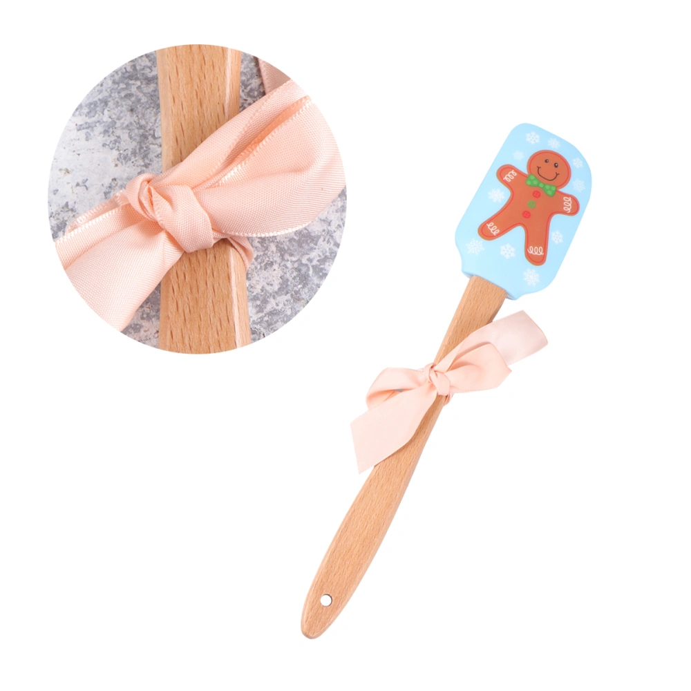 2 Pcs Christmas Silicone Spatula Fashion Festive Cream Butter Spatula Wooden Handle Mixing Batter Scraper Great for Christmas Decorating Baking (Gingerbread Man)