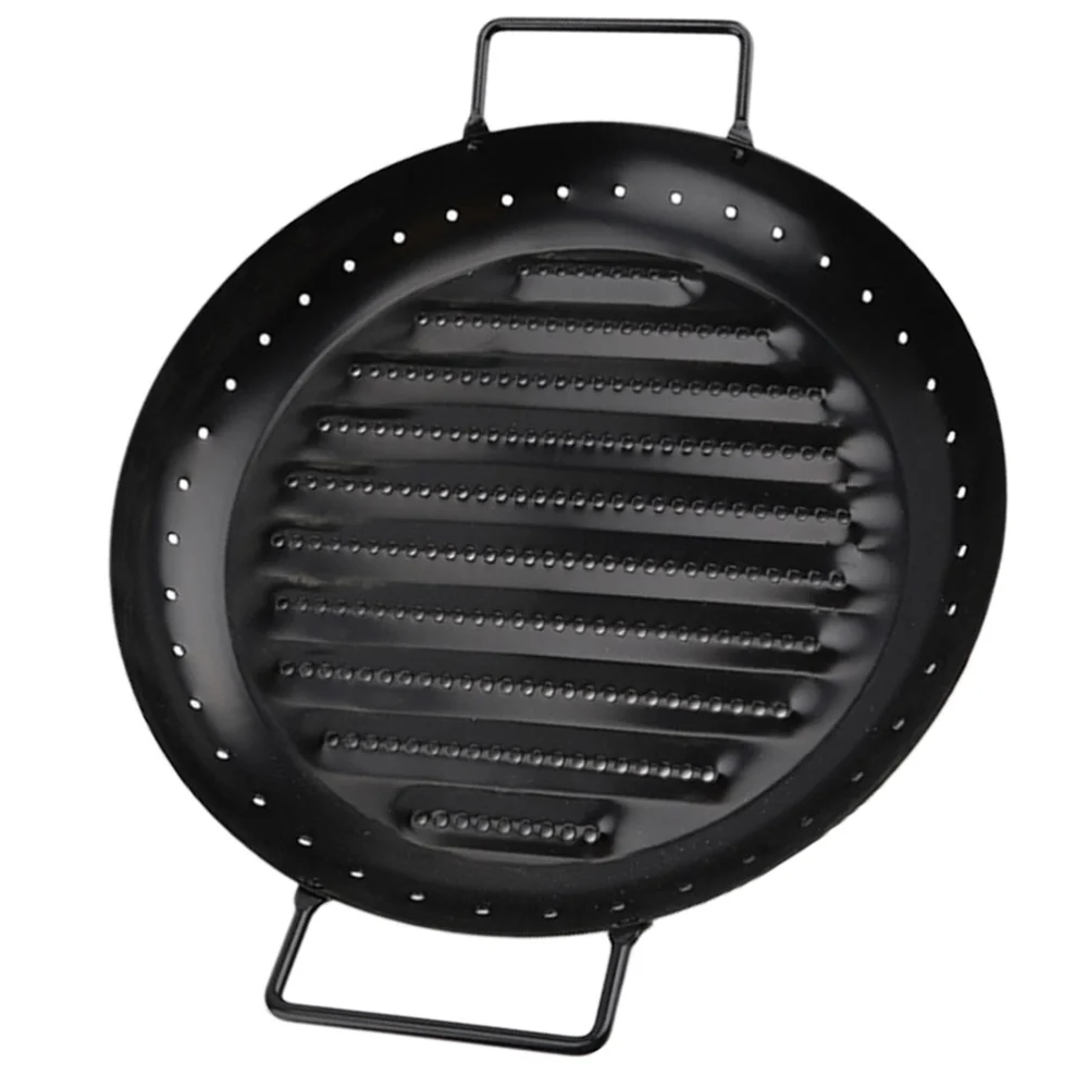 1Pc Home Round Bakeware Non-stick Frying Pan Outdoor Grilling Pan (Black)