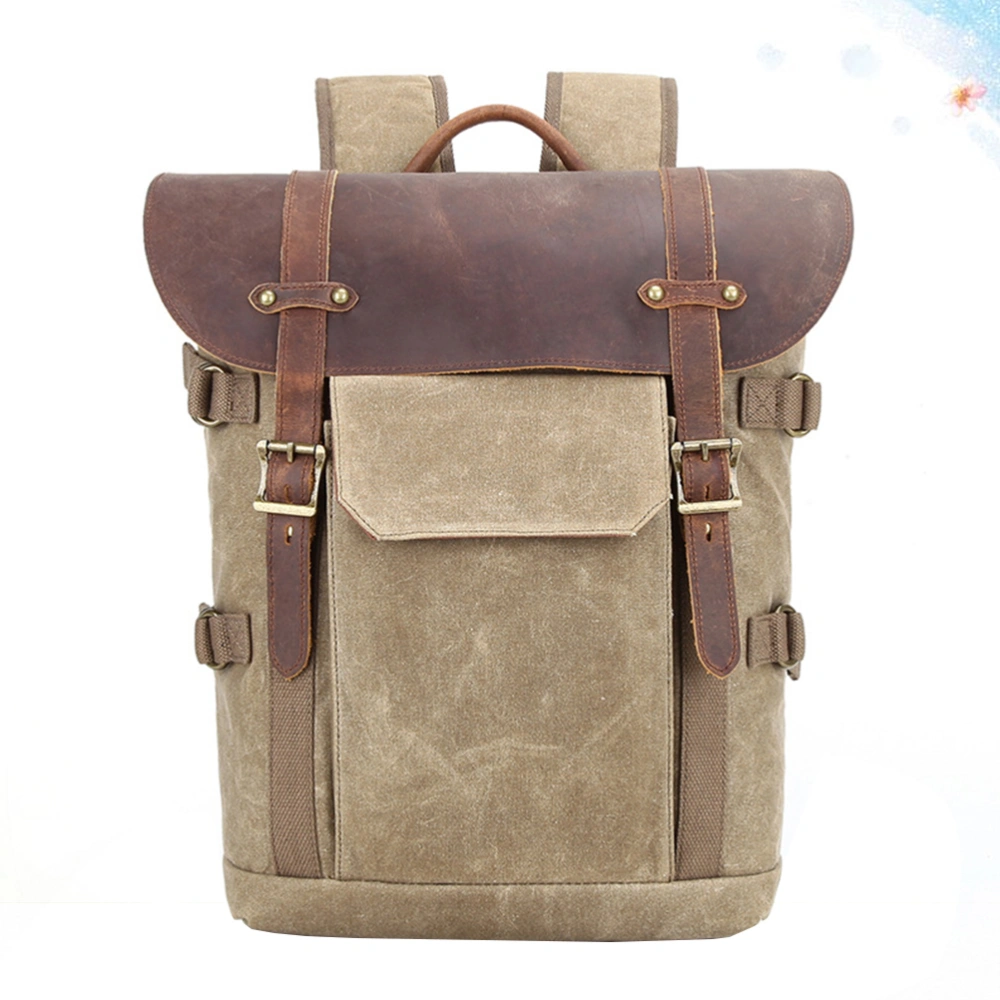 Waterproof Batik Canvas Vintage Fashionable Cotton Shoulder SLR Camera Bag Khaki