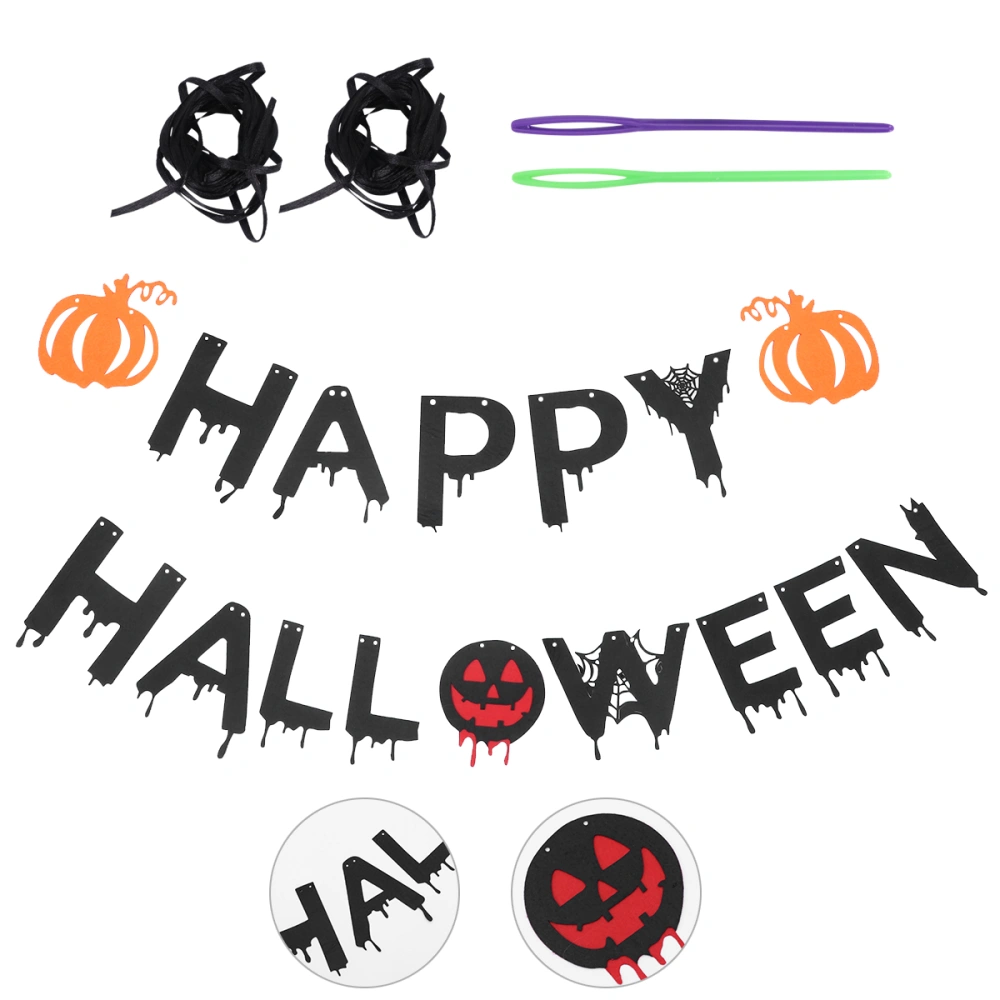 1pc Halloween Party Decorations Flags Letters Banner Pumpkin Flag (Black)