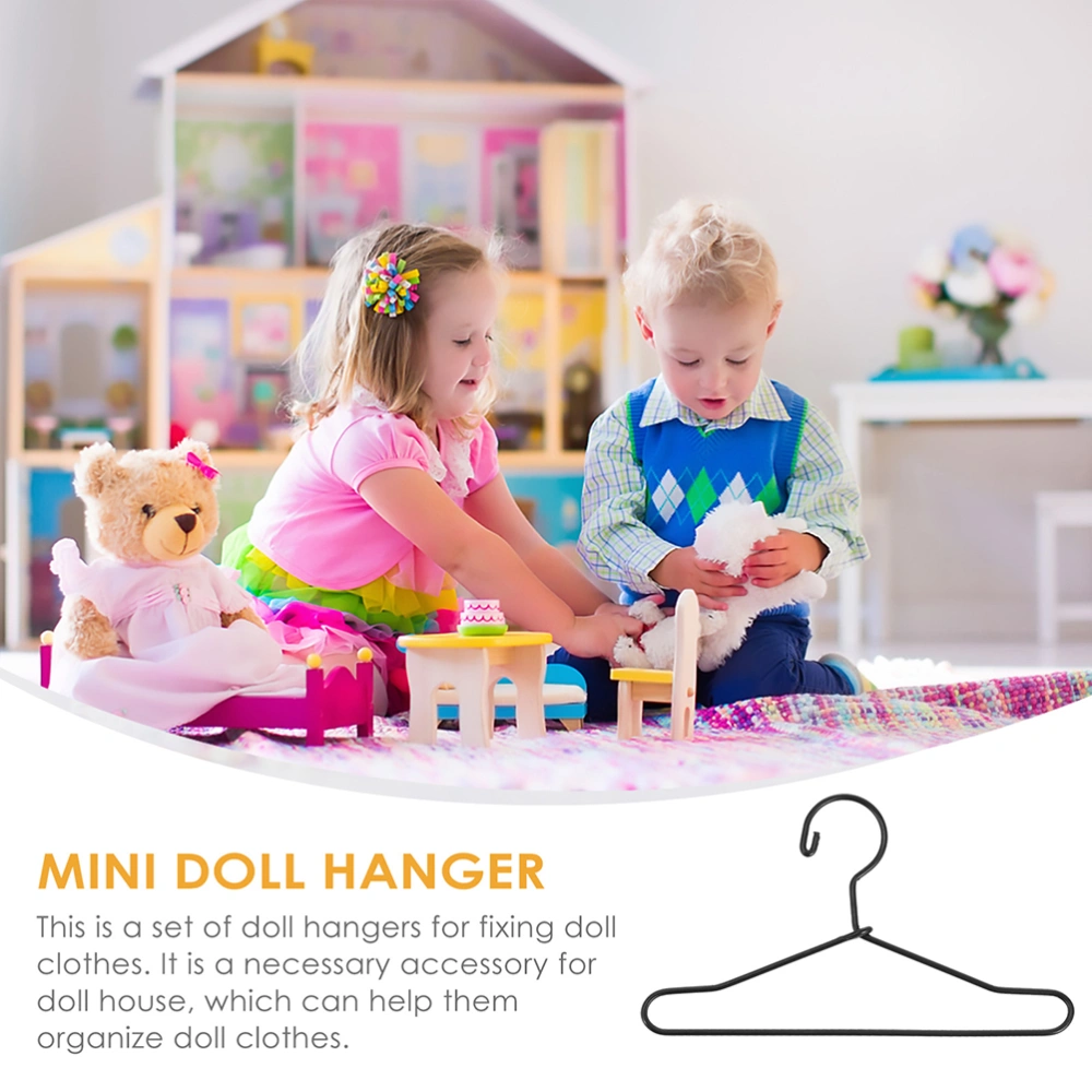 10pcs Metal Mini Clothes Hangers Mini House Clothes Support Dolls Coat Rack