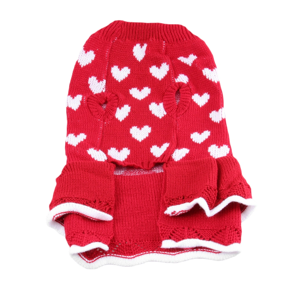 Dog Heart Christmas Skirt Adorable New Year Pet Clothes Dog Sweater Dress Pet Supplies (Size L)