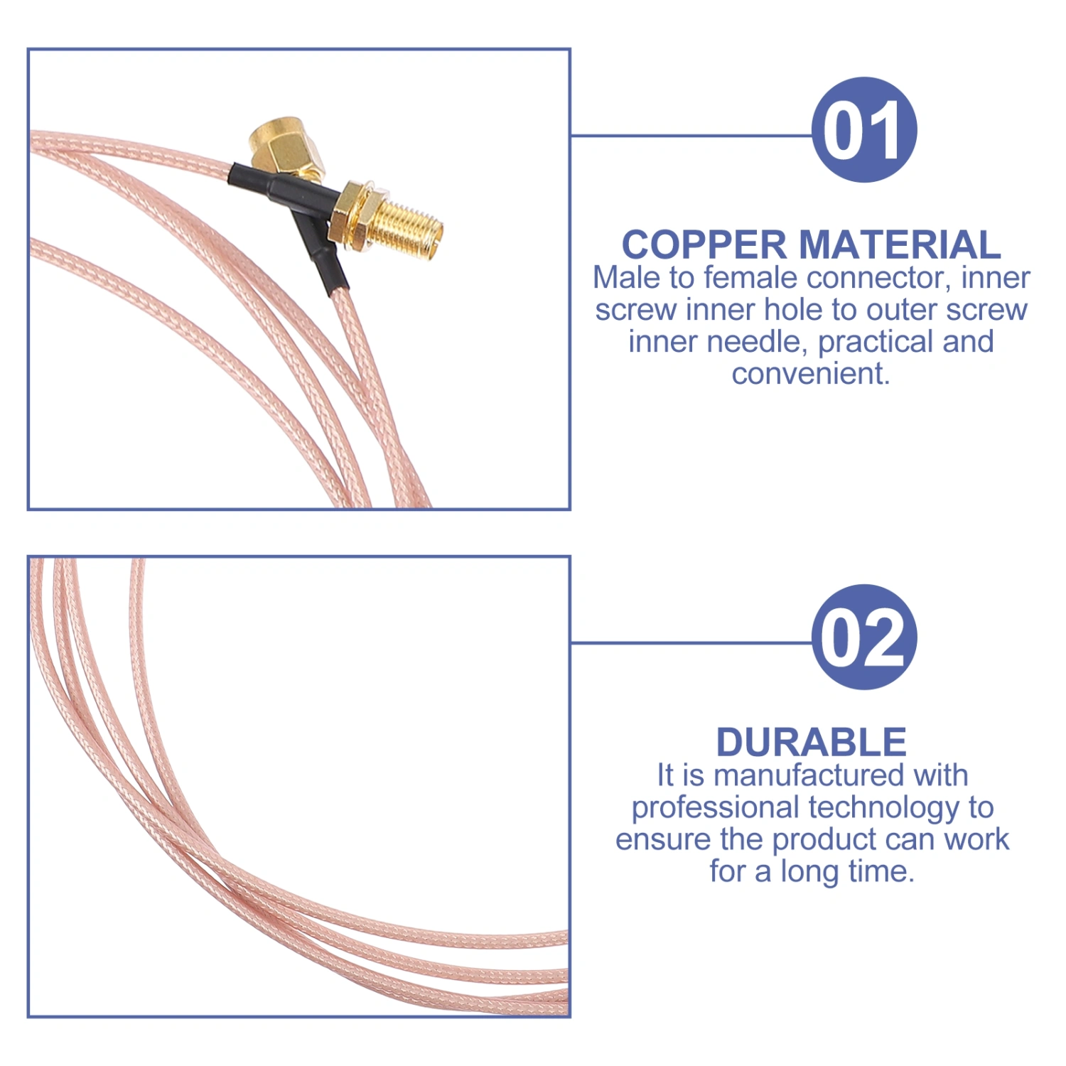 SMA Male to SMA Female Cable 2m Copper RF Coax Cable Antenna Adapter Wire