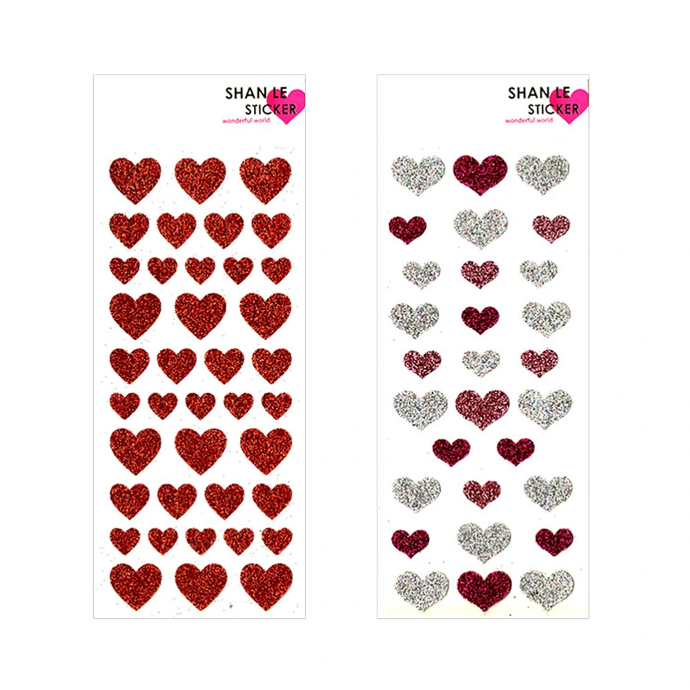 2 Sheet Creative Notebook Stickers Fashion Heart Shape Label Self-adhesive Gift Stickers Decals for Daily Use