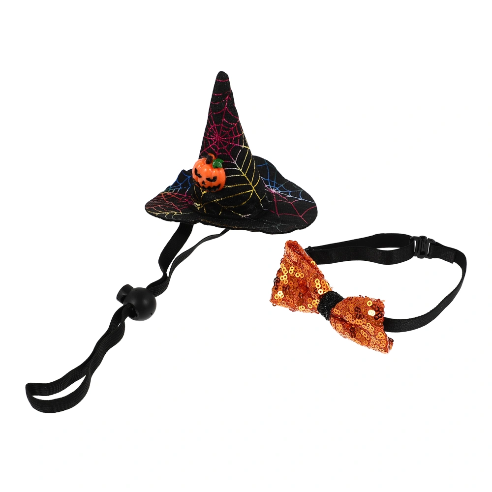 1 Set Pet Hat Bow Tie Halloween Pet Costume Adjustable Collar Hat Pet Supplies