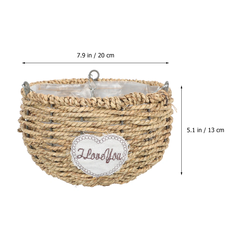 1Pc Round Shape Woven Flowerpot Pendant Decorative Home Hanging Flower Basket