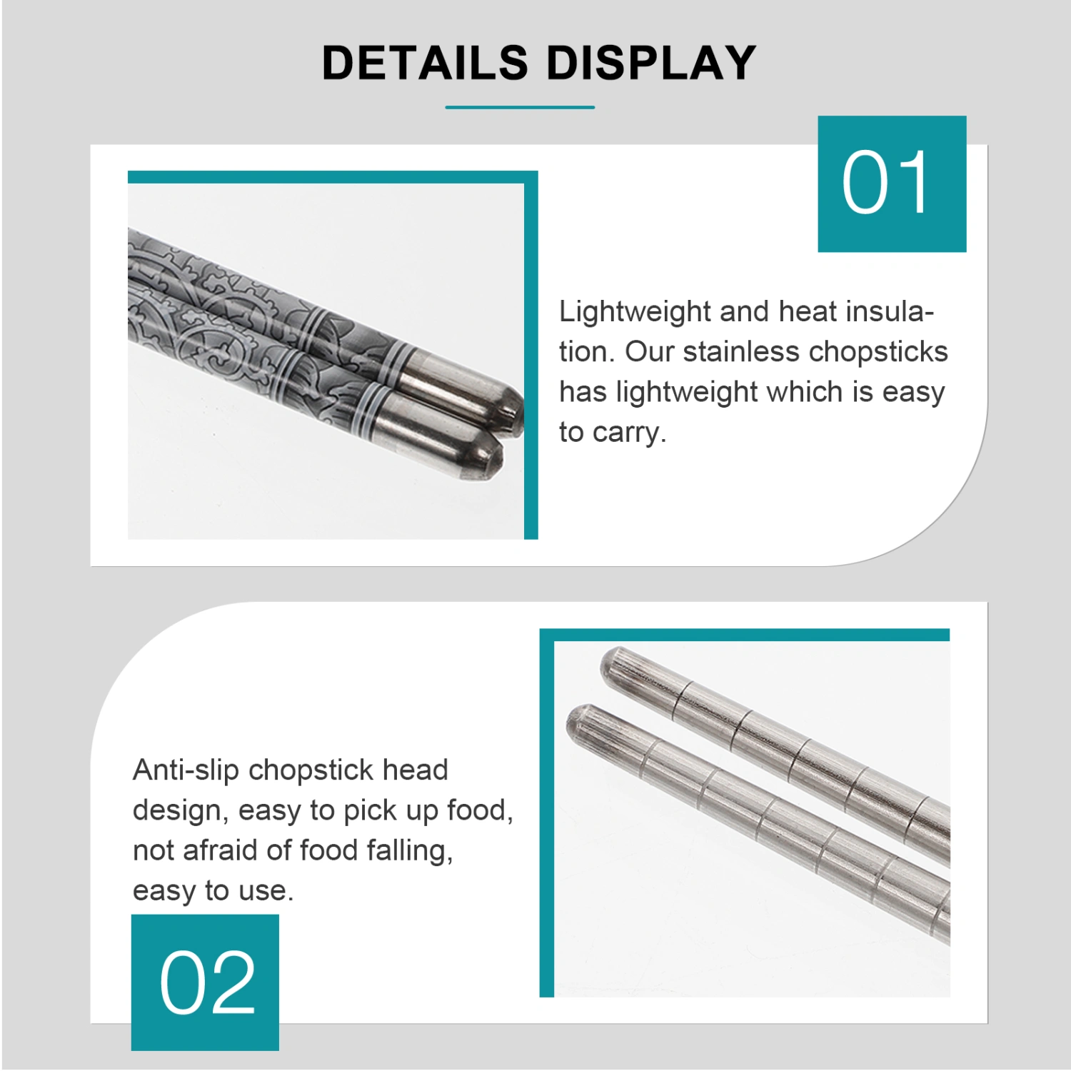 12 Pairs Stainless Steel Chopsticks Heat Insulation Chopsticks (Assorted Color)