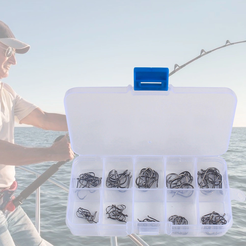 100 PCS Fishing Hooks High Carbon Steel Perforated Fishing Hooks Fly Fishing Hooks Fishing Tackle Set for Salt Water Fresh Water Lakes Rivers Streams