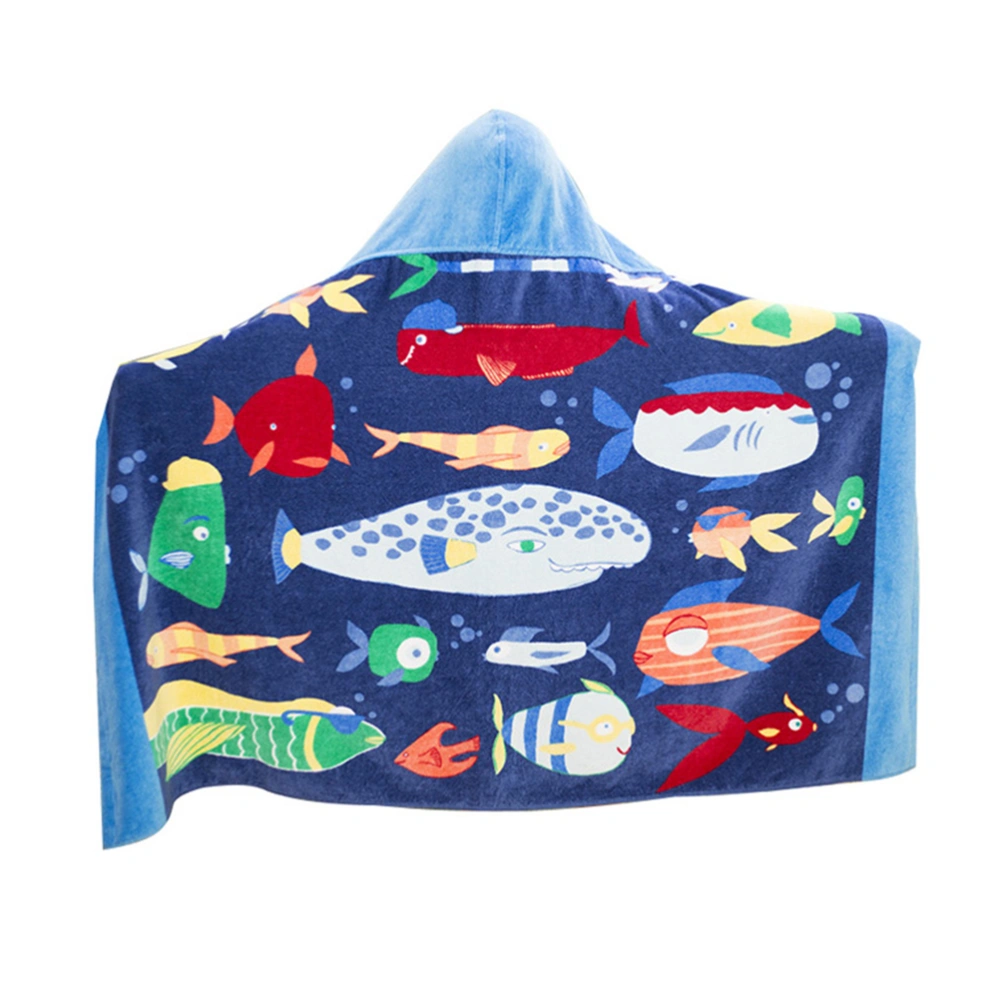 Hooded Towel Beach Wrap Children Kids Large Poncho Hooded Bath Swim Towel Quick Dry Bathrobe (Undersea Fishes)