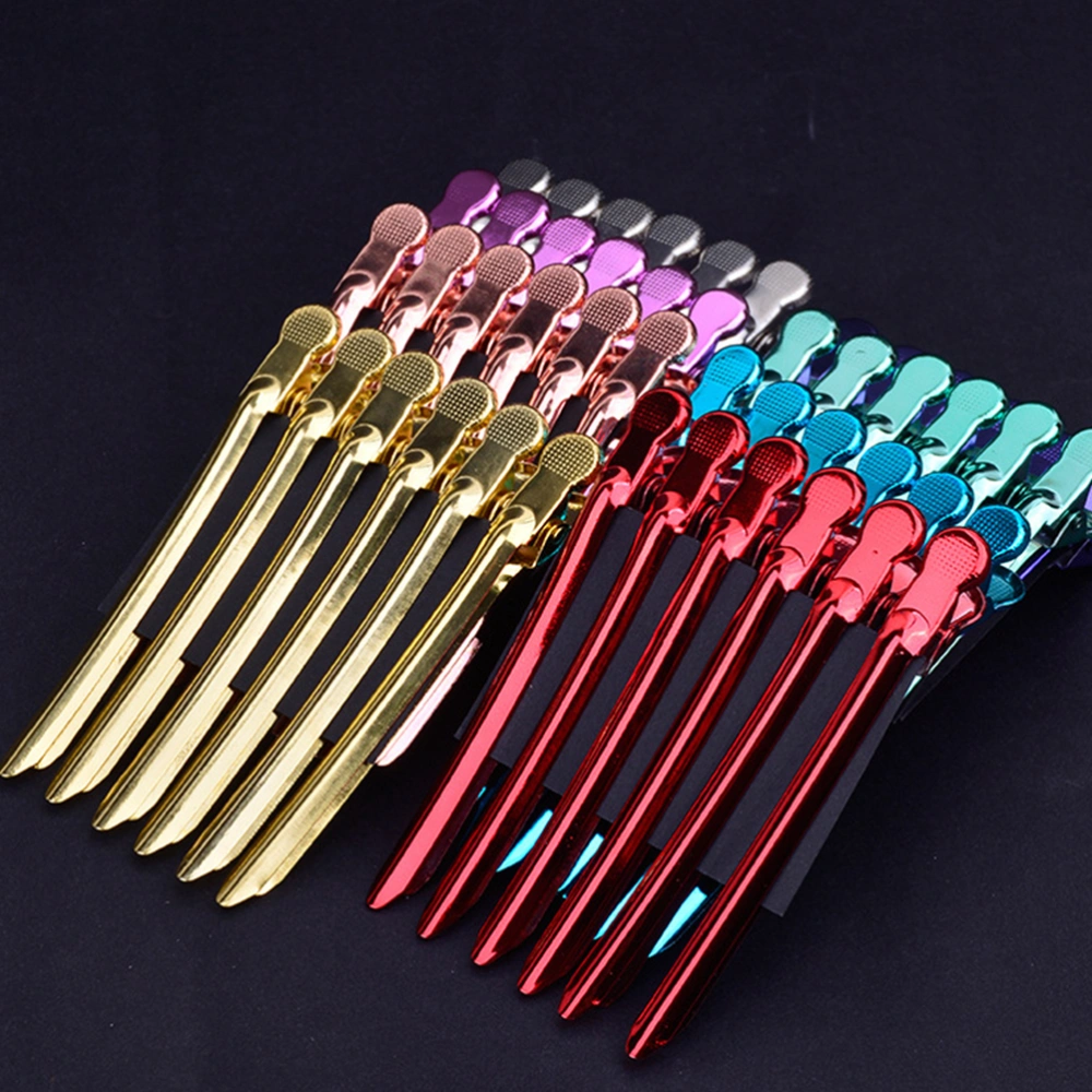 12pcs Hairdressing Clips Colorful Haircut Separate Steel Clips Hairpin Tools for Store (Random Color)