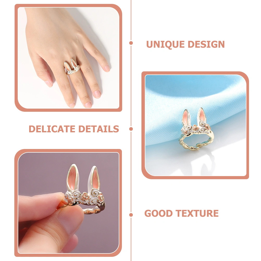 Rabbit Ear Open Band Ring Animal Open Ring Women Jewelry Gift Fashion Accessory