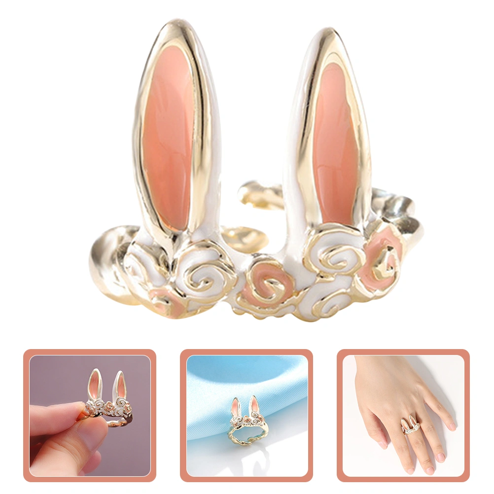Rabbit Ear Open Band Ring Animal Open Ring Women Jewelry Gift Fashion Accessory
