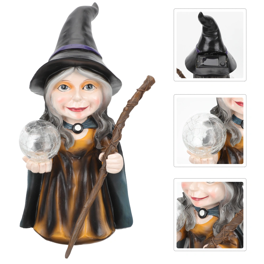 Lawn Landscape Glowing Resin Witch Statue Adorable Witch Garden Decoration