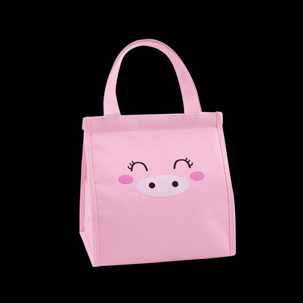 Cartoon Lunch Tote Waterproof Insulation Bento Package Oxford Fabric Portable Lunch Bag for Outdoors Picnic School (Pink)