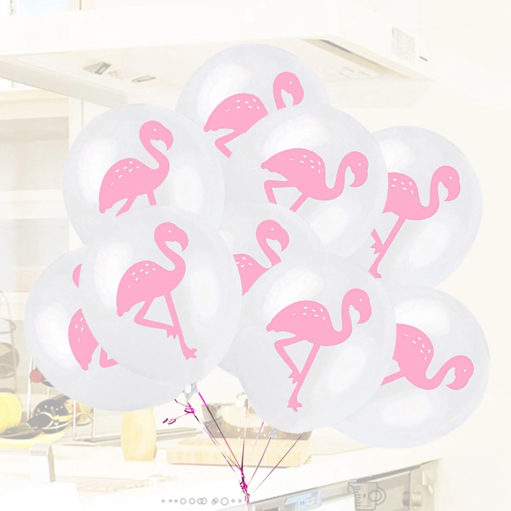 10pcs 12inch Flamingo Printing Balloon Decoration Latex Balloon Party Supplies for Wedding Birthday Hawaii Luau Party Summer Party Holiday