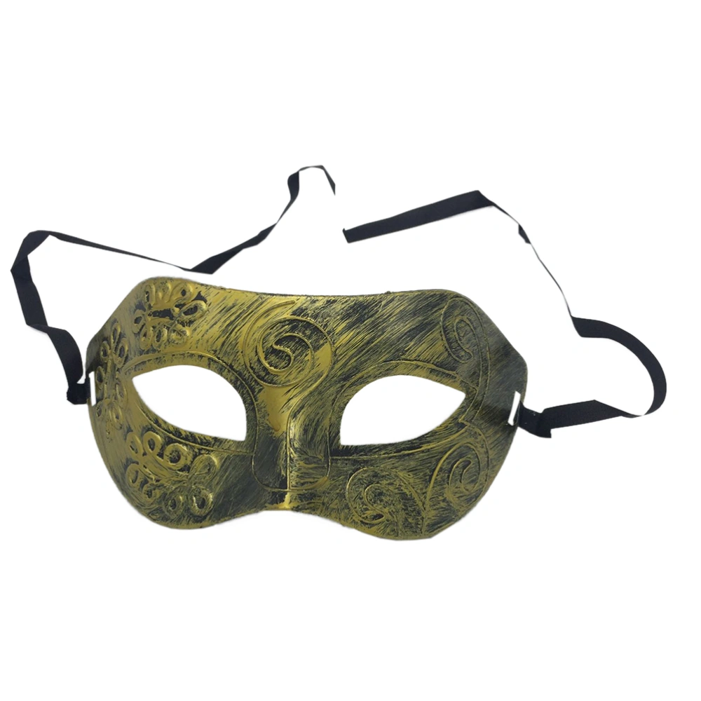 Luxury Masculine Men Masks Antique Look Retro Roman Masquerade Mask Elastic Band Plastic Half Face Decoration for Masquerade Ball Halloween Any Parties (Golden)