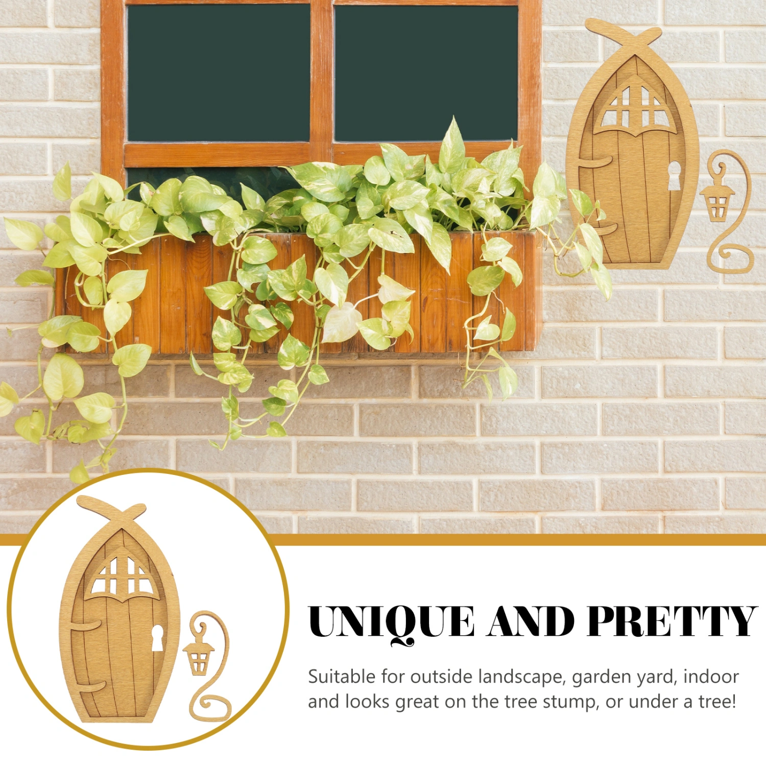 1 set of DIY Miniature Fairy Door Wooden Fairy Door Ornaments Garden Small Door Decor
