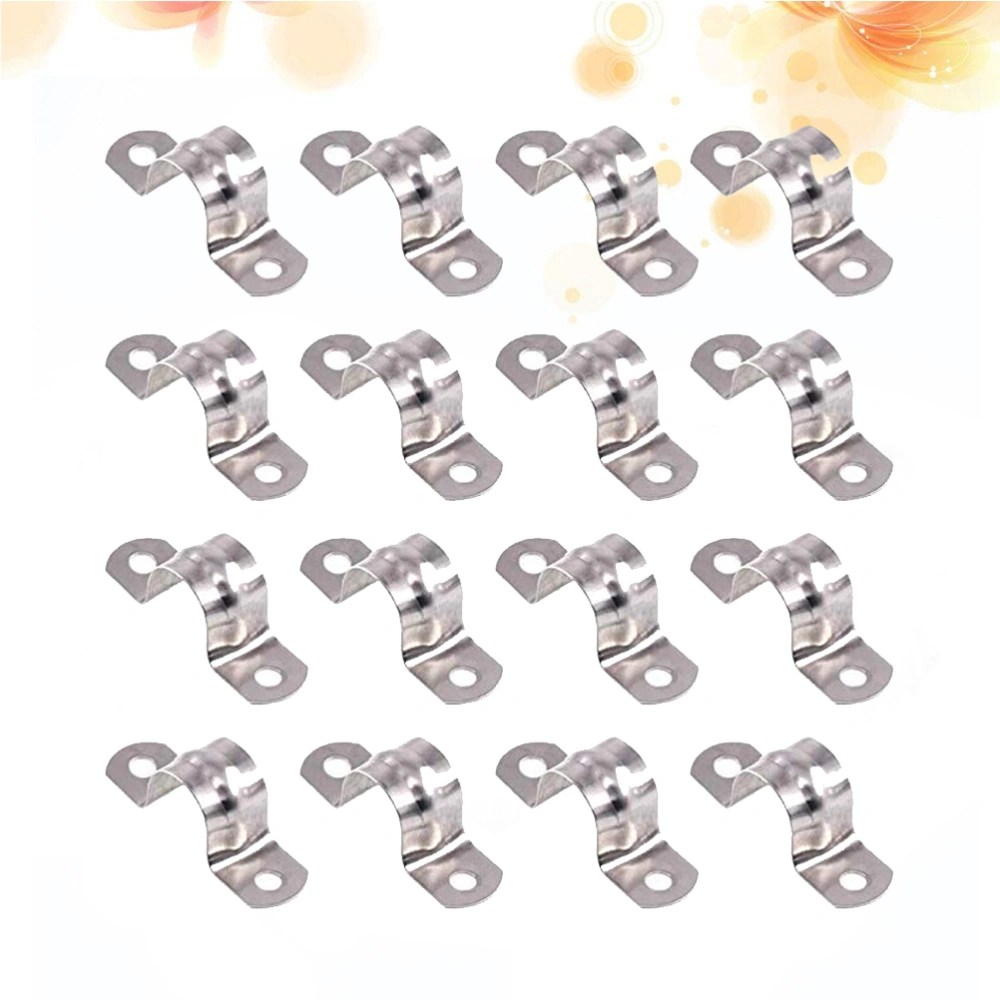 30pcs Stainless Steel Pipe Clamp Double Hole Pipe Clamp Fixed Pipe U Shape