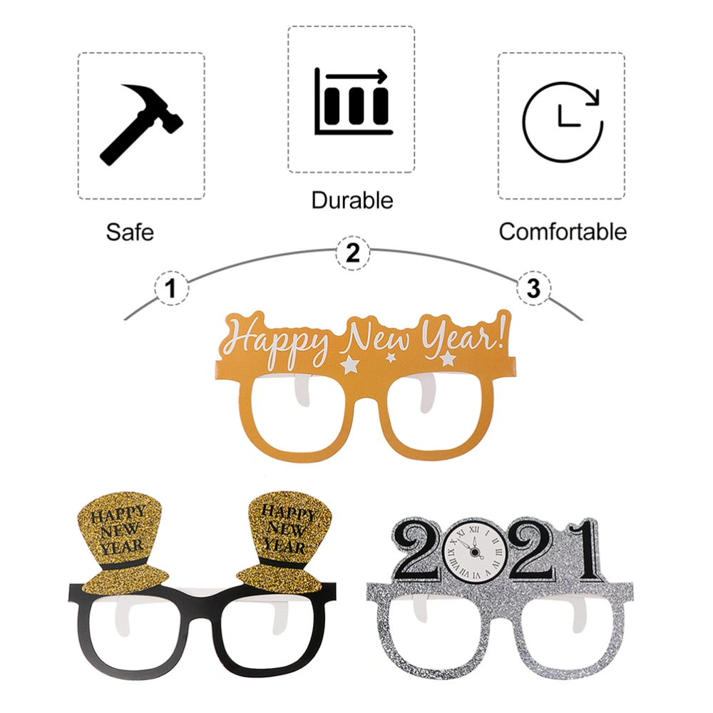 18Pcs Funny 2021 New Year Paper Eyeglasses Frame Performance Decoration Props