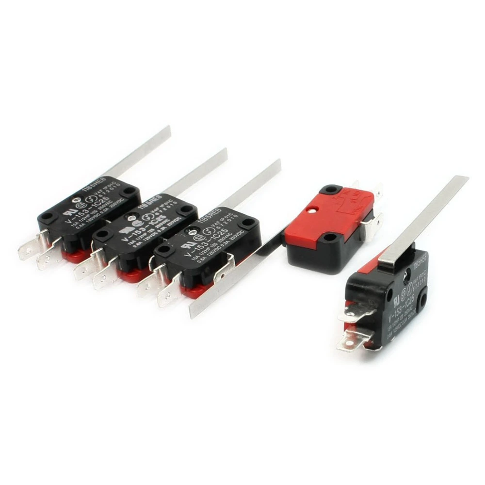 5pcs SPDT 1NO 1NC Long Straight Hinge Lever Momentary Actuator Micro Switch