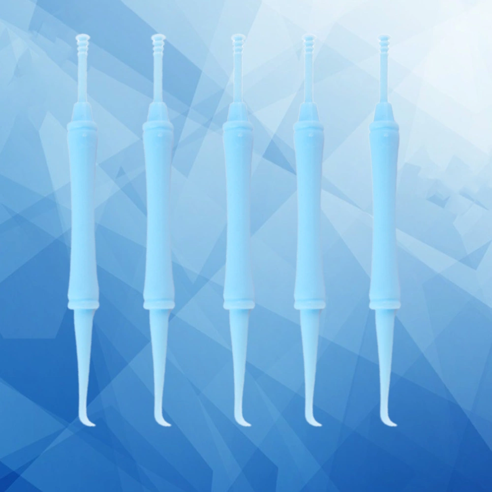 5Pcs Earpick Double-end Digging Ear Spoon Earwax Curette Remover Cleaner Spiral Earpick Cleaning Tool Ear Care Beauty Tool (Blue)