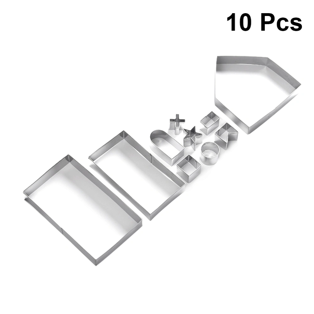 10pcs 3D Christmas Theme Stainless Steel Cartoon Cookie Cutter Set Fruit Cake Molds Biscuit Baking Tools for Xmas Party