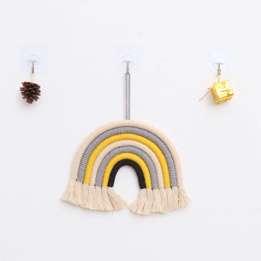 Cotton Rope Pendant Rainbow Handmade Weaving Craft Decor Wall Mounted Hanging Ornament Wall Decoration for Home Kids Bedroom (Number 4 Color Style)