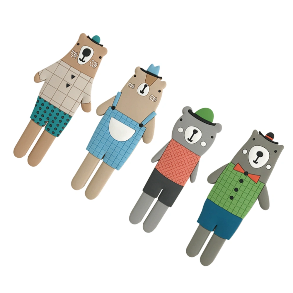 4Pcs Cartoon Bear Fridge Magnets Refrigerator Whiteboard Magnetic Hooks Decor