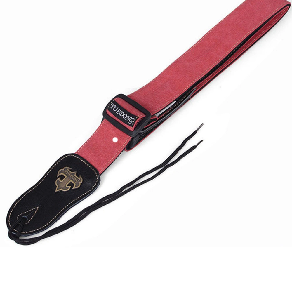 Guitar Strap Adjustable Polyester Wide with Leather End for Bass Guitar & Electric Guitar & Acoustic Guitar (Red)