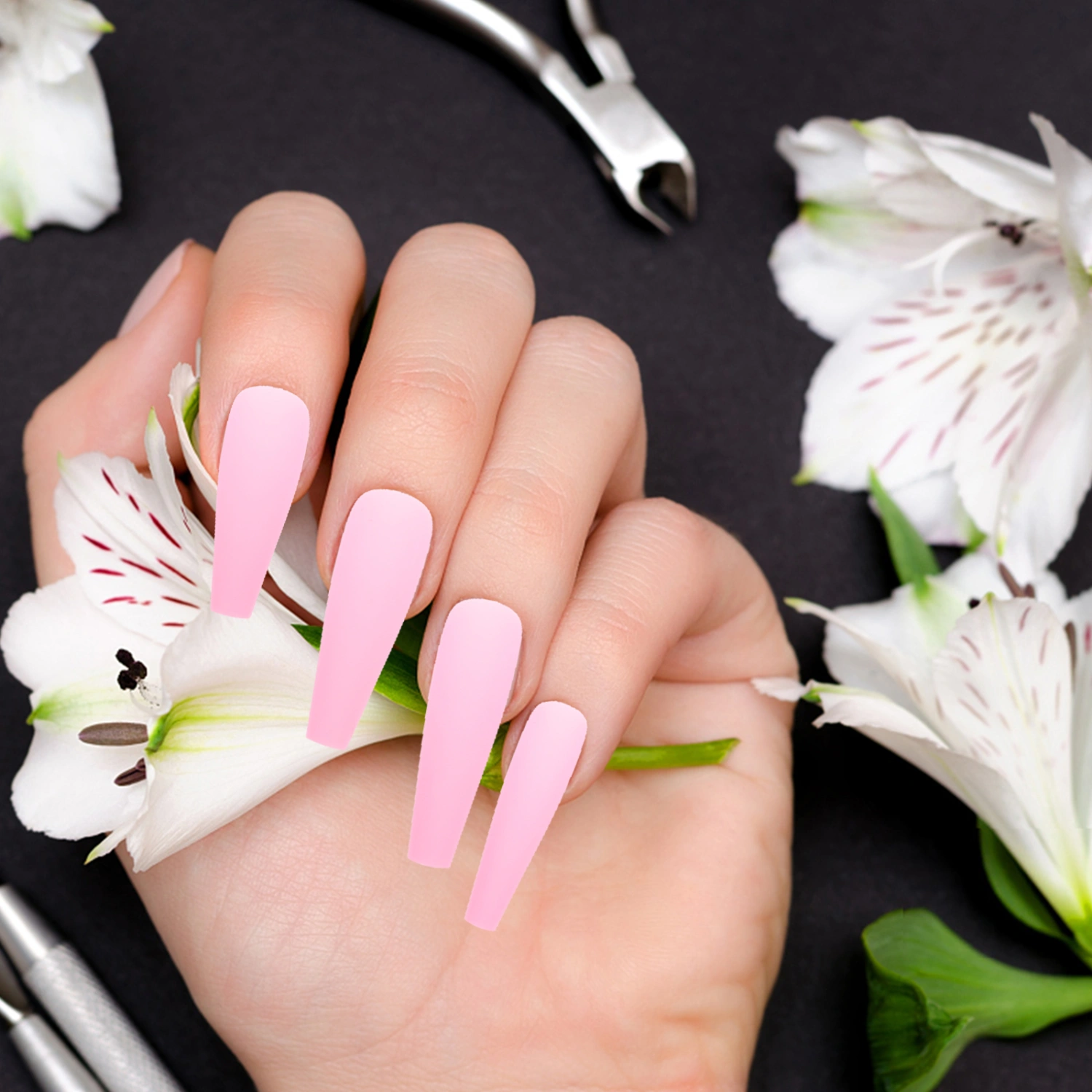100pcs Matte Long Ballerina Press on Nails False Nails Full Cover Fake Nails