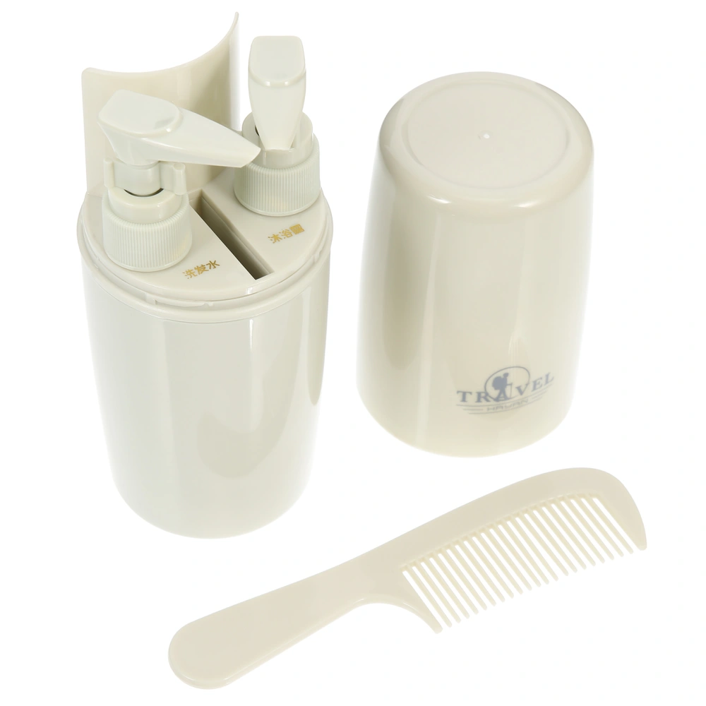 1 Set Portable Travel Washing Cup Press-type Storage Bottle Travel Use Comb