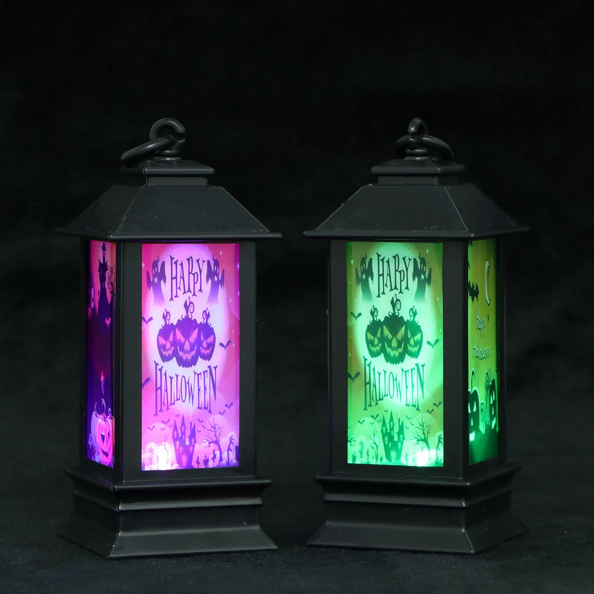 2pcs Halloween LED Night Light Decoration Lantern Lamp for Home Party Garden KTV Bar (Tombstone Bats Pattern)