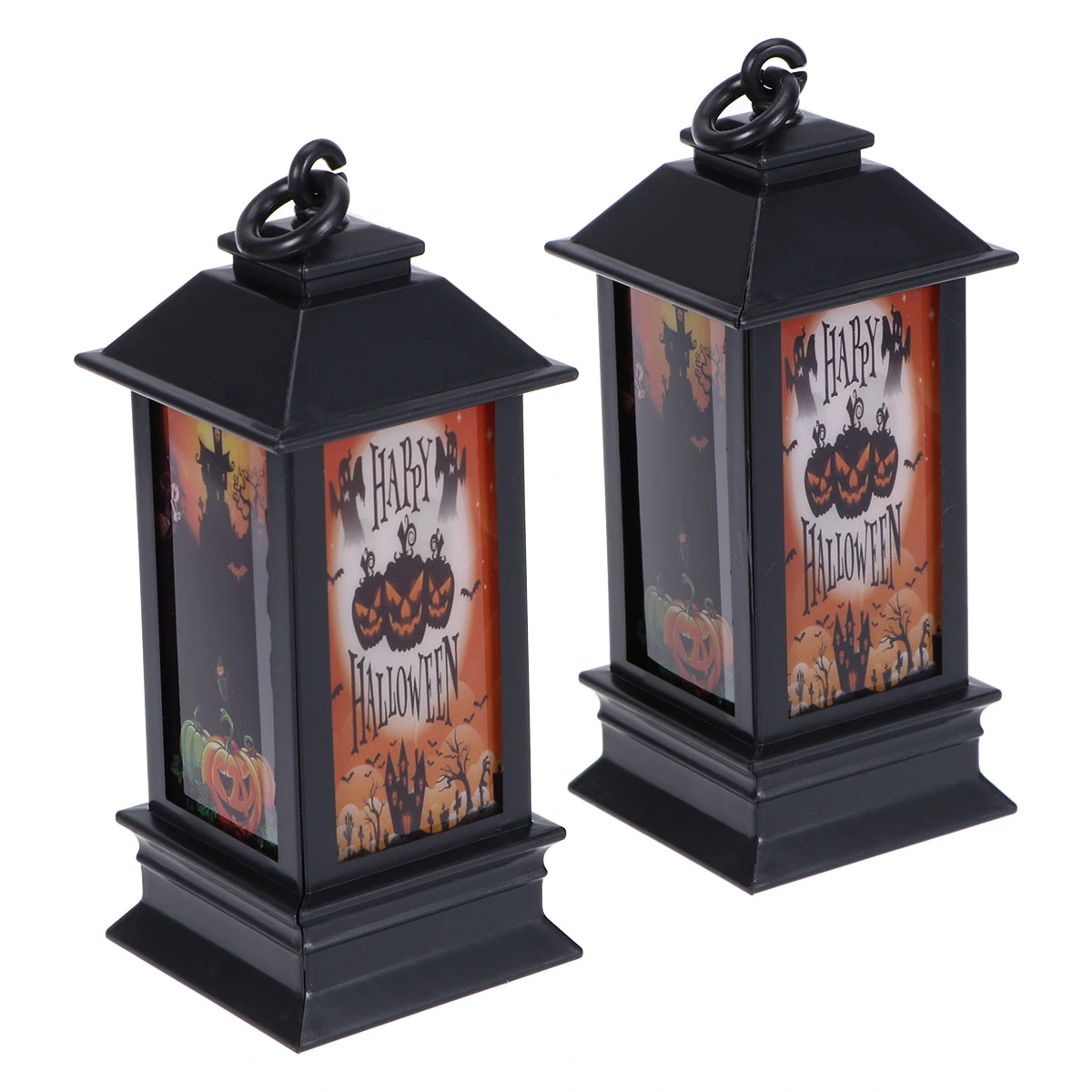 2pcs Halloween LED Night Light Decoration Lantern Lamp for Home Party Garden KTV Bar (Tombstone Bats Pattern)
