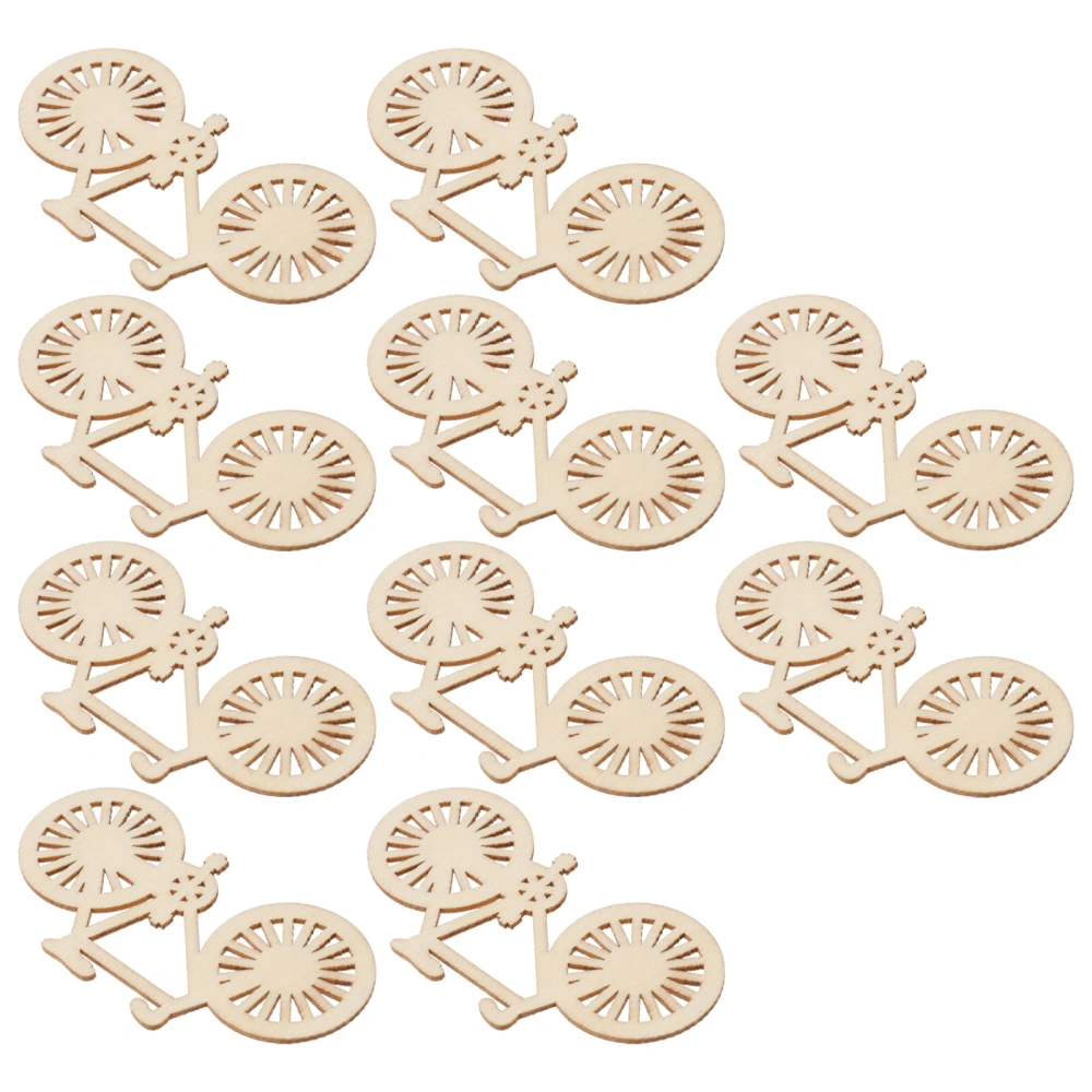 10 Pcs Wooden Ornaments Bike Cutout Wood Slices Crafts for DIY Crafting Ornament Decoration (Original Wood Color 1)