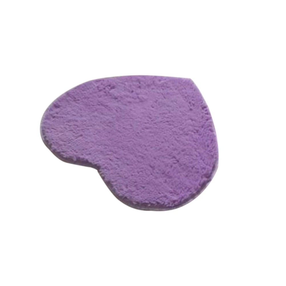 Heart Shape Fluffy Floor Mat Non-slip Area Rugs Carpet for Bedroom Dinning Room 30 x 40cm (Light Purple)