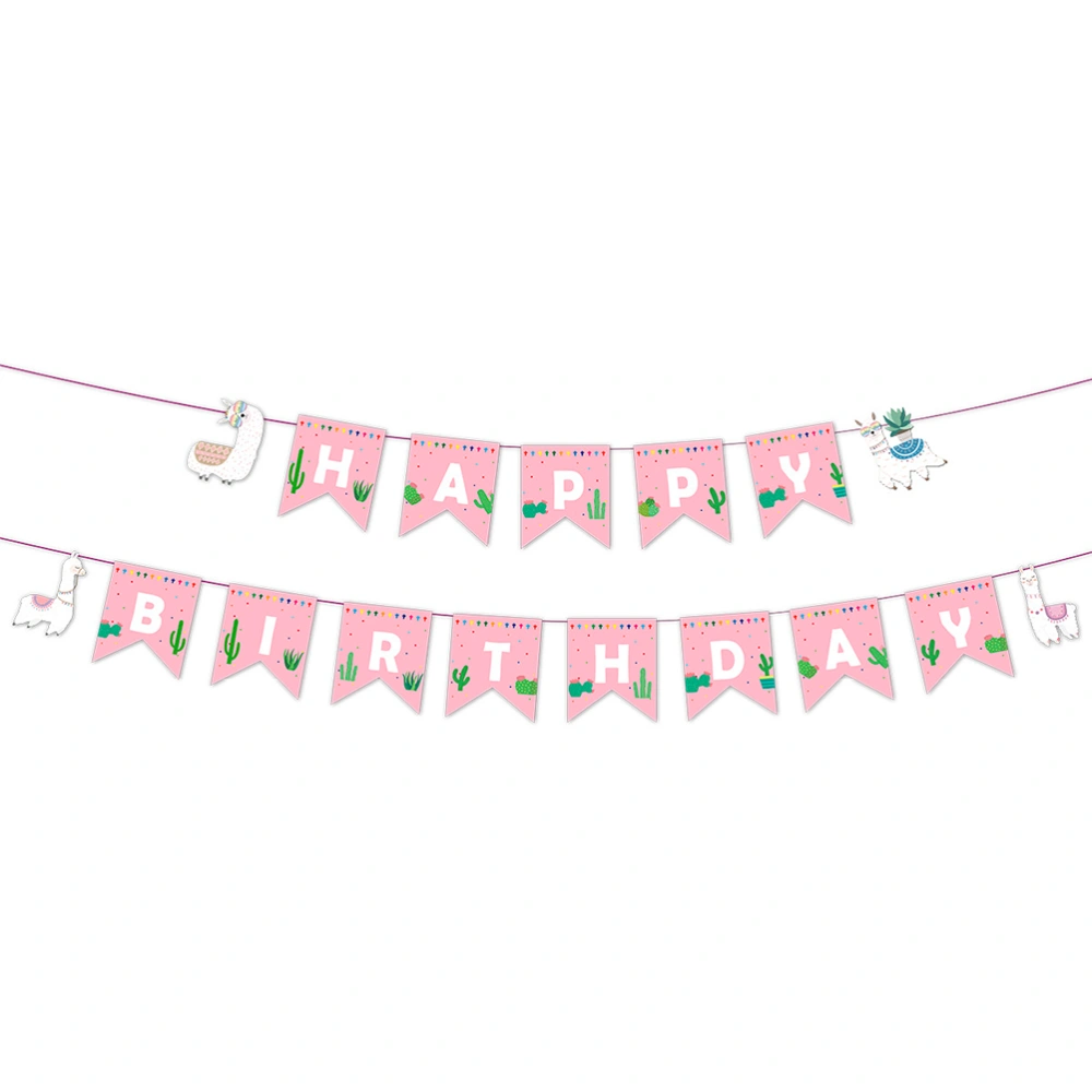 Birthday Letter Party Banner Creative Alpaca Cactus Pull Flag Fashion Hanging Ornament