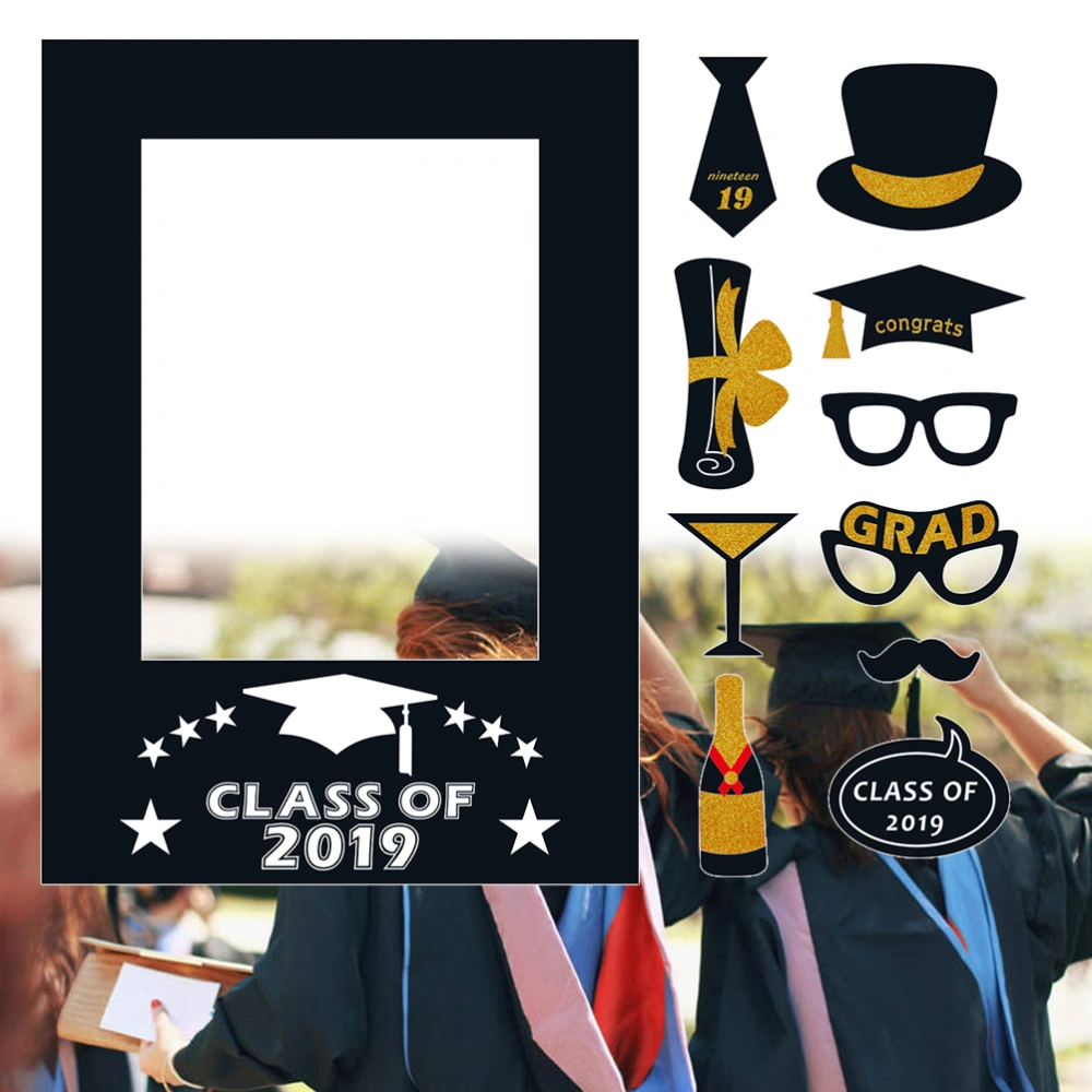 11 Pcs Graduation Party Props Paper Class of 2019 Photo Frame Graduation Party Decorative Paper DIY Photo Frame Props