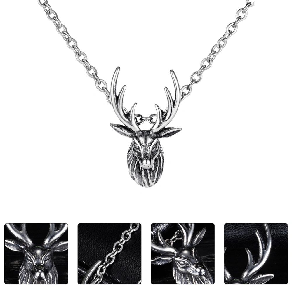 1pc Sika Deer Pendant Necklace Clavicle Chain Simple Temperament Necklace