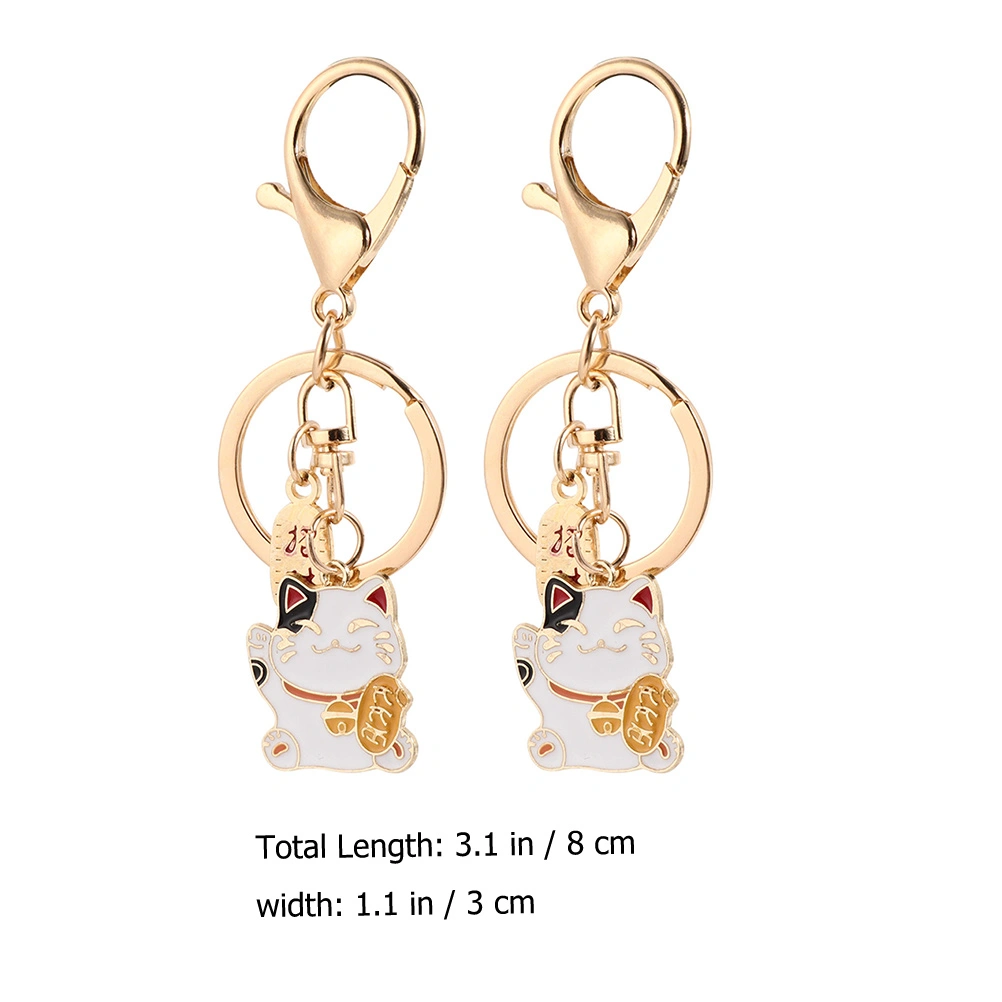 2pcs Alloy Cat Hanging Decor Pendant Delicate Cat Hanging Keychain Adornments