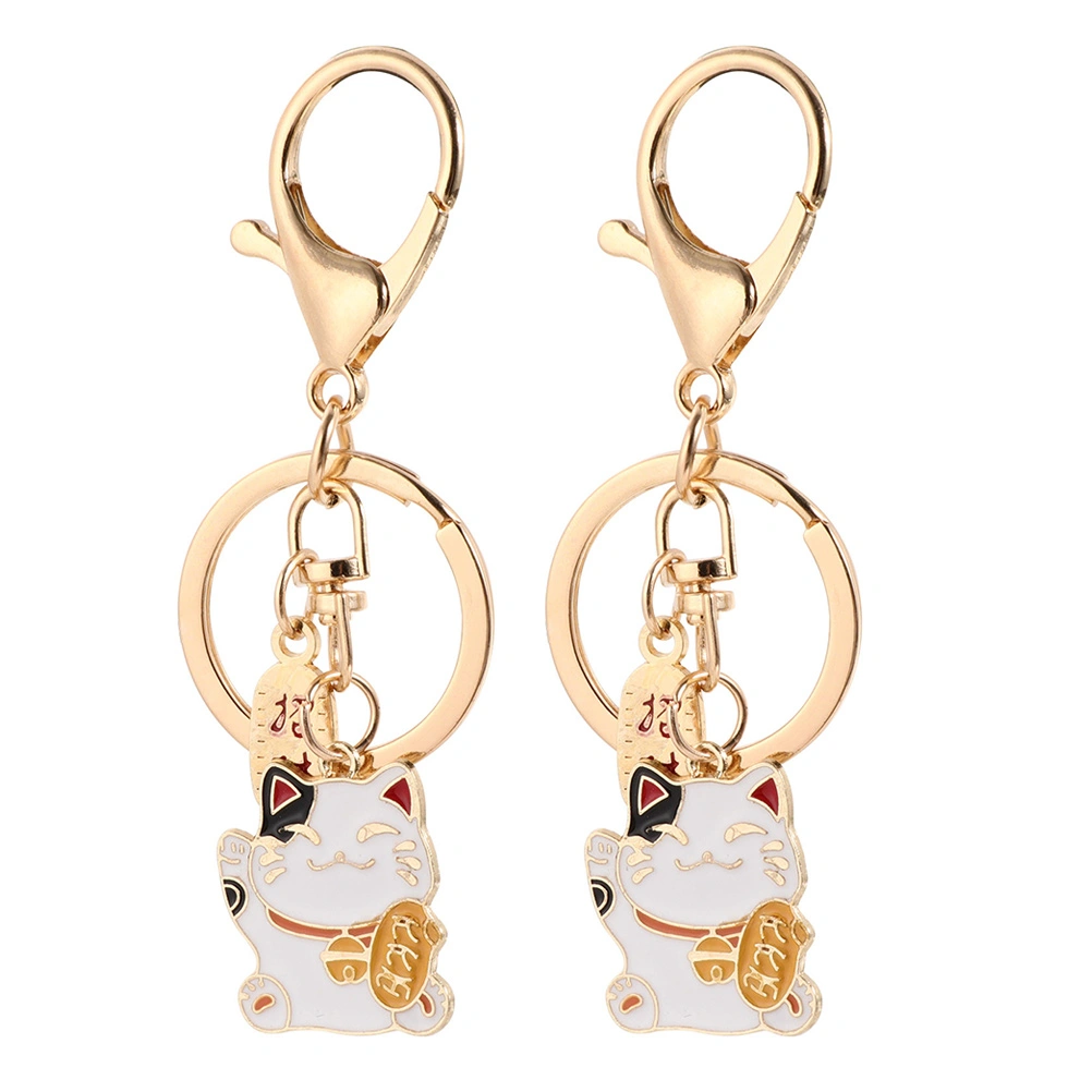 2pcs Alloy Cat Hanging Decor Pendant Delicate Cat Hanging Keychain Adornments