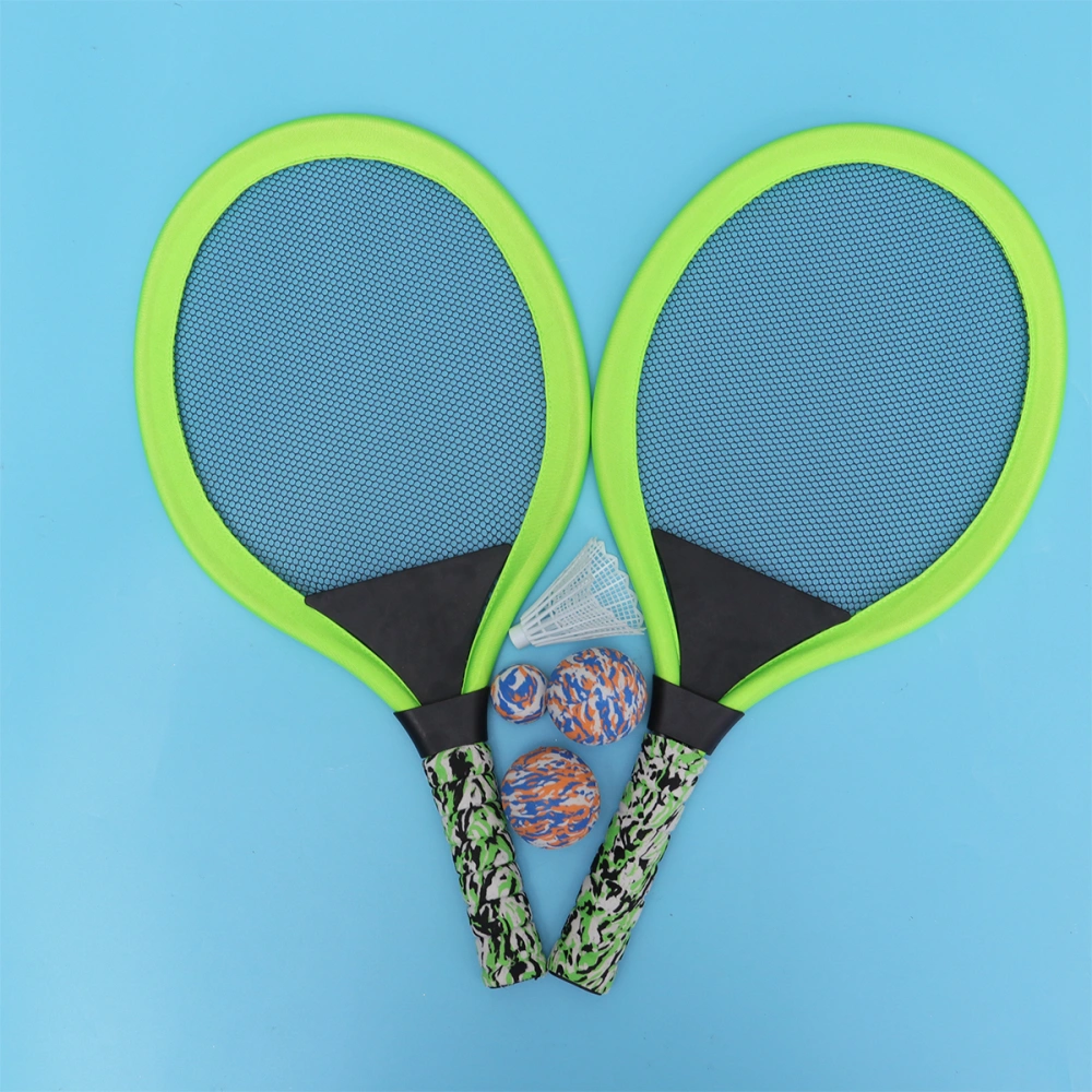 1 Set Badminton Tennis Rackets Children Kids Outdoor Sports Parent-Child Sports Educational Sports Game Toys Oval Green