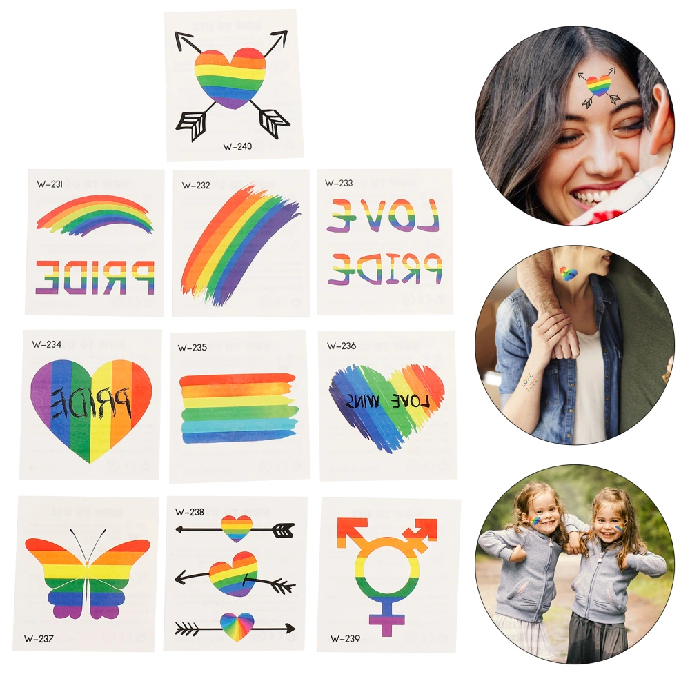 30 Sheets Rainbow Tattoos Decals Temporary Tattoos Fashion Tattoos Stickers