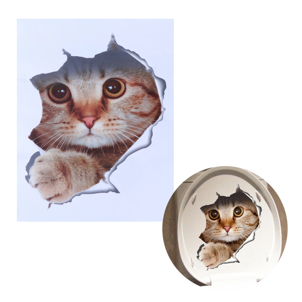 3D Cat Toilet Seat Wall Sticker Art Removable Bathroom Decals Decor PVC Wallpaper Home Decor Applique Papers Mural