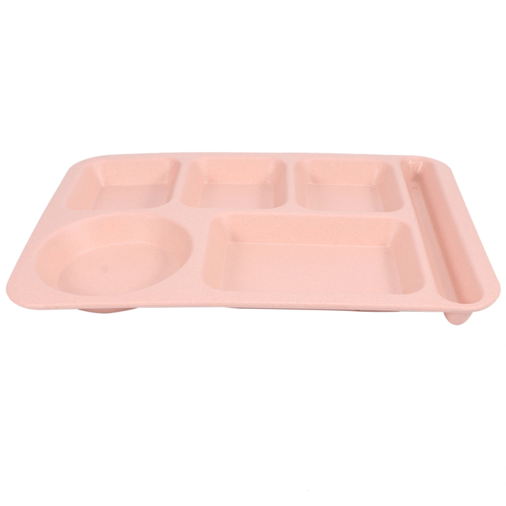 1 Set Creative Wheat Straw Bowl Exquisite Dinner Tray Drop-Proof Rice Dishes Separate Plates Cutlery Set (Pink)