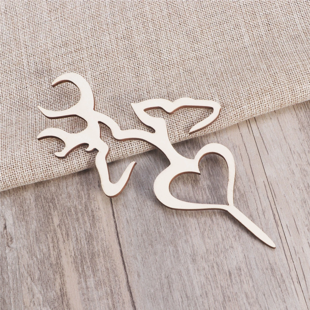 Cake Topper Wood  Wedding Cake Decorations (Wood colour)