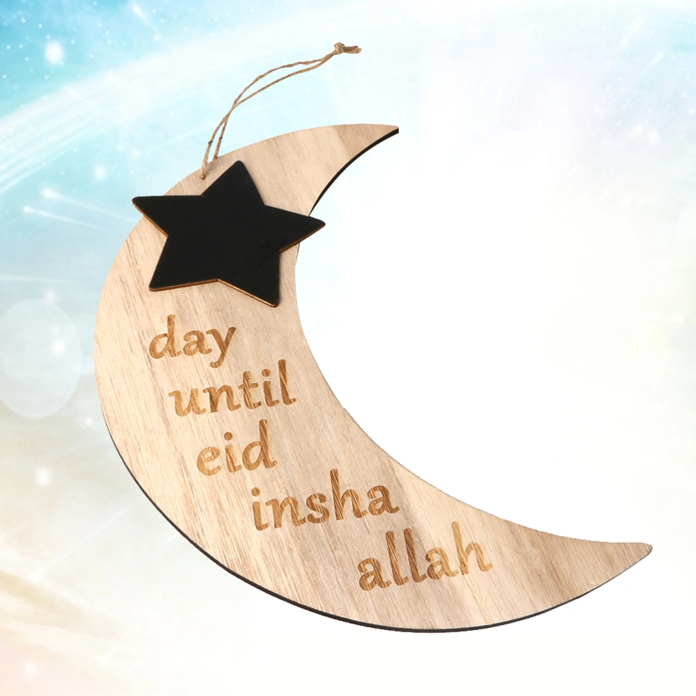 Wooden Eid Mubarak Countdown Moon Home Furnishings Decoration Party Supplies