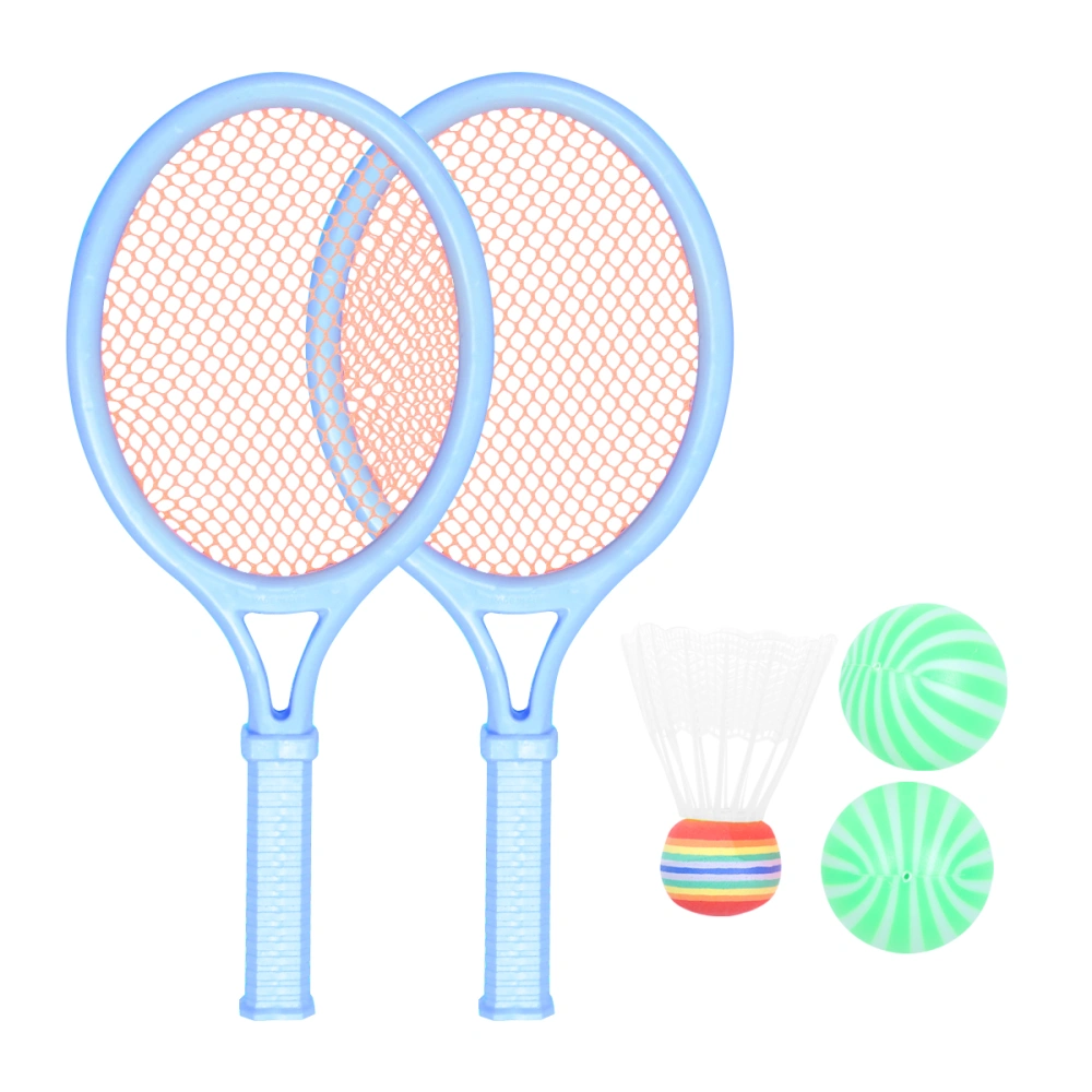 2pcs Tennis Racket Toy Cartoon Style Racquet Funny Outdoor Activities Toy Fitness Equipment for Kids Playing (Blue)