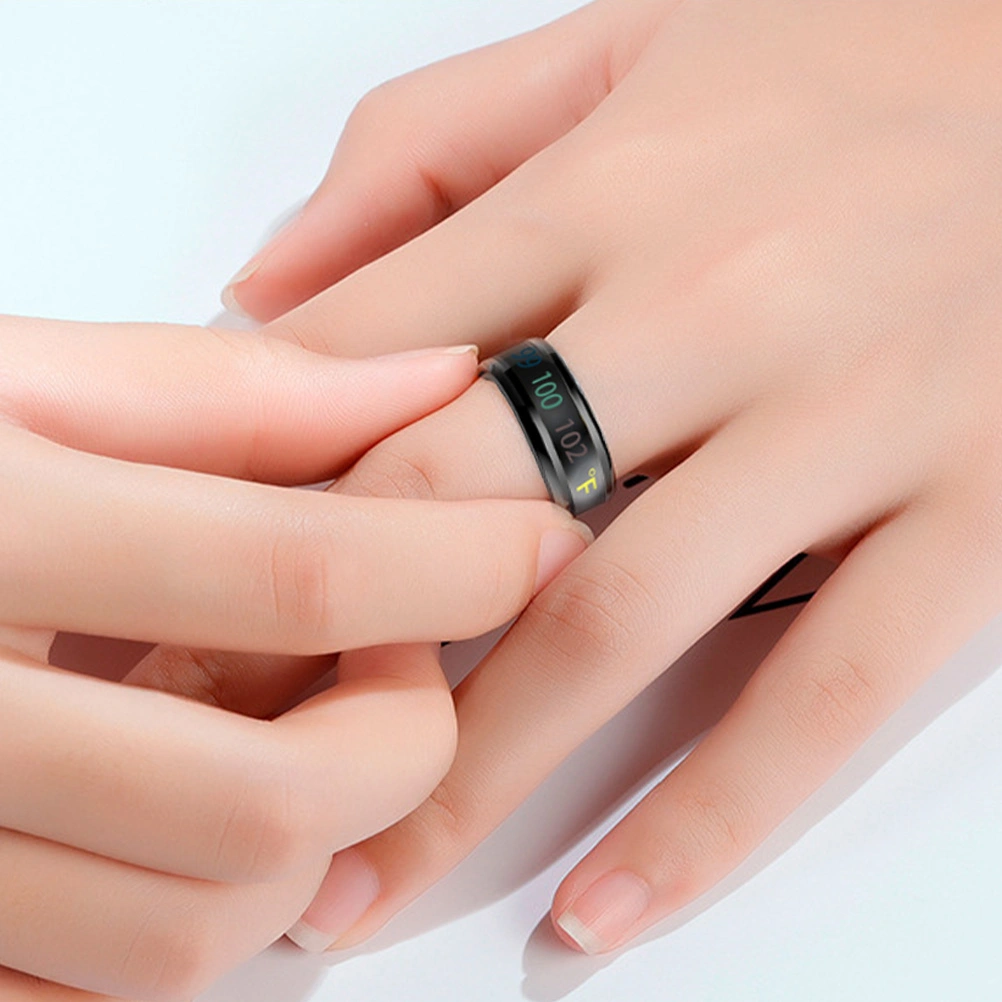 1Pc Fashion Ring Jewelry Intelligent Temperature Display Couple Ring (No.8)