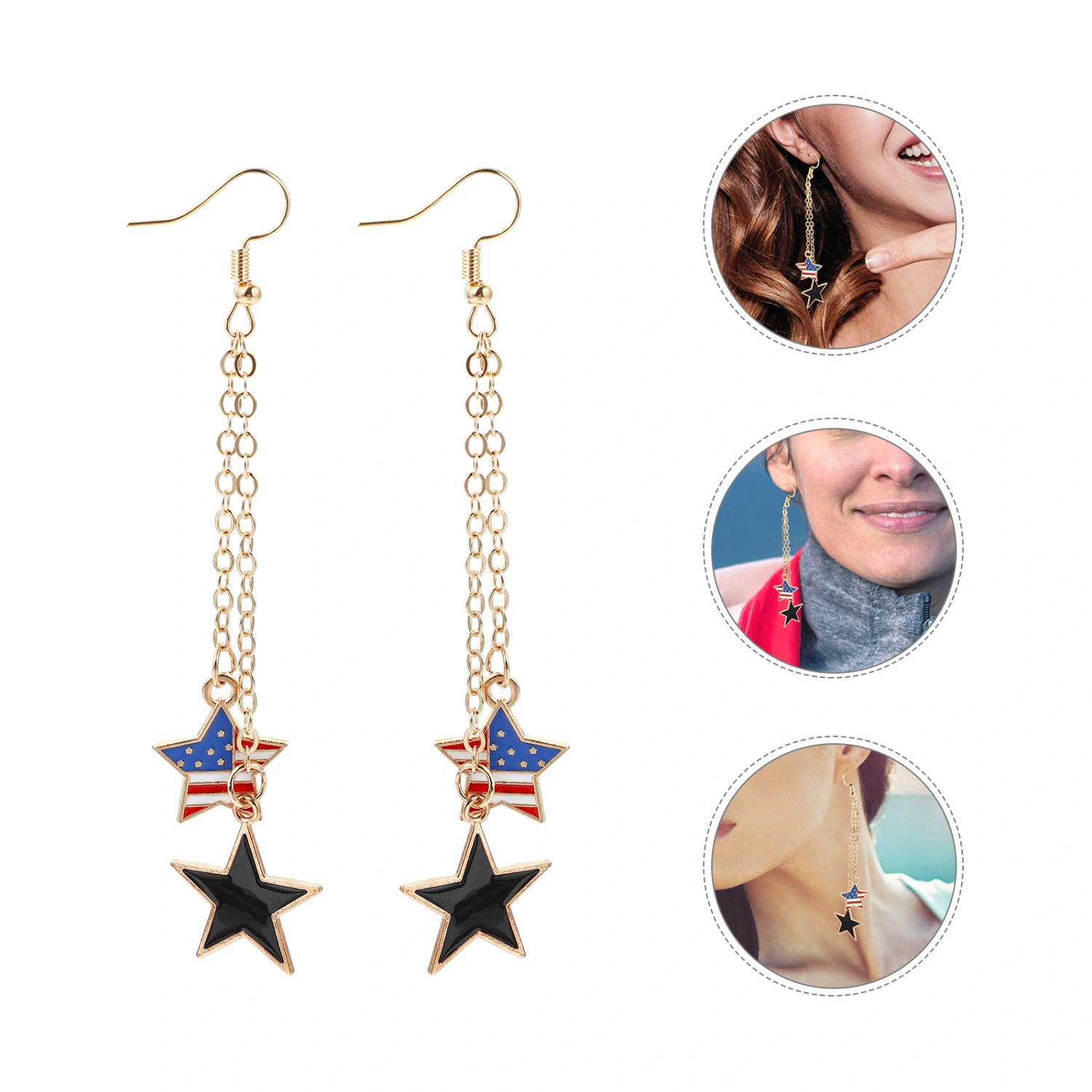 2 Pairs Independence Day Earrings All-match Ear Rings Fashion Ear Drop