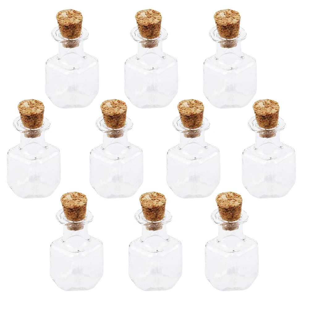 20pcs Cubic Shaped Wishing Bottle Small Glass Bottles Jars with Cork DIY Craft Bottle for Home Shop